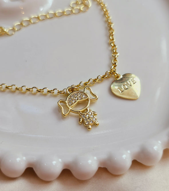 Pulseira com 1 menina banhada à ouro 18k