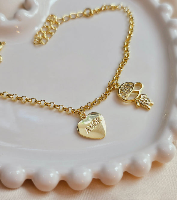 Pulseira com 1 menino banhada à ouro 18k