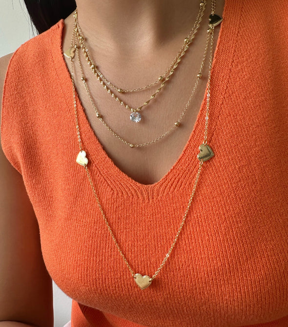 Colar duplo de bolinhas banhado a ouro 18k