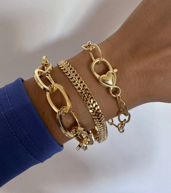 Pulseira elos banhado a ouro 18k