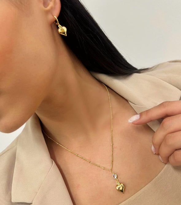 Conjunto de coração banhado a ouro 18k