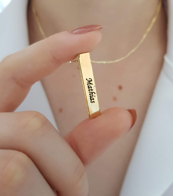 Colar pino personalizado ate 4 nomes banhado a ouro 18k