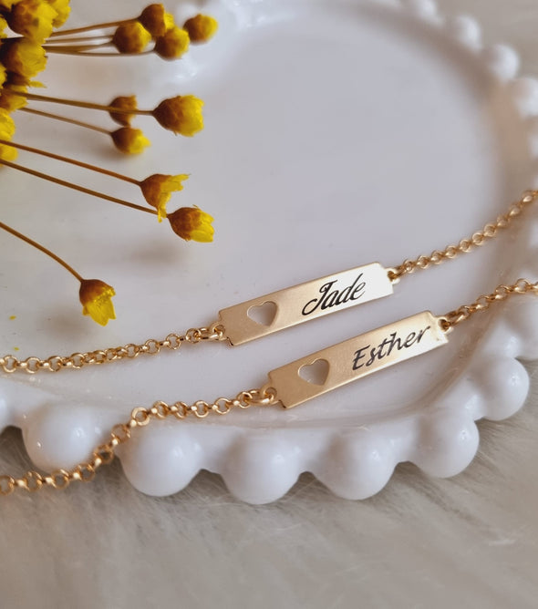 Pulseira infantil personalizada banhada a ouro 18k