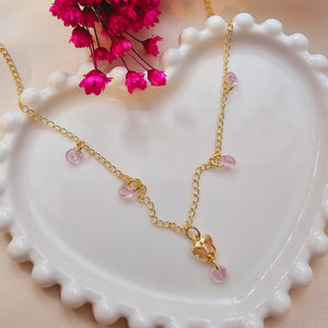 Chocker borboleta com pedras de zircônia rosas banhada a ouro 18k